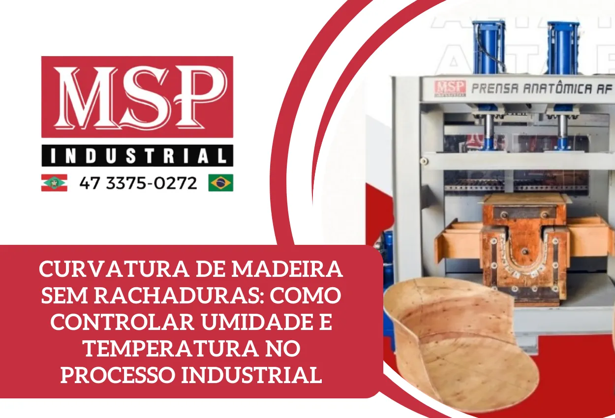 Imagem representando Curvatura de madeira sem rachaduras em contexto industrial real